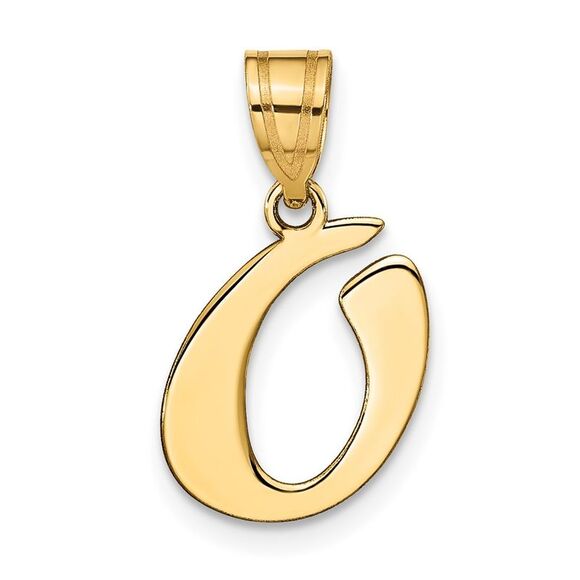 Kazi Luxury 14k Yellow Gold Polished Script Letter O Initial Pendant - Picture 1 of 4